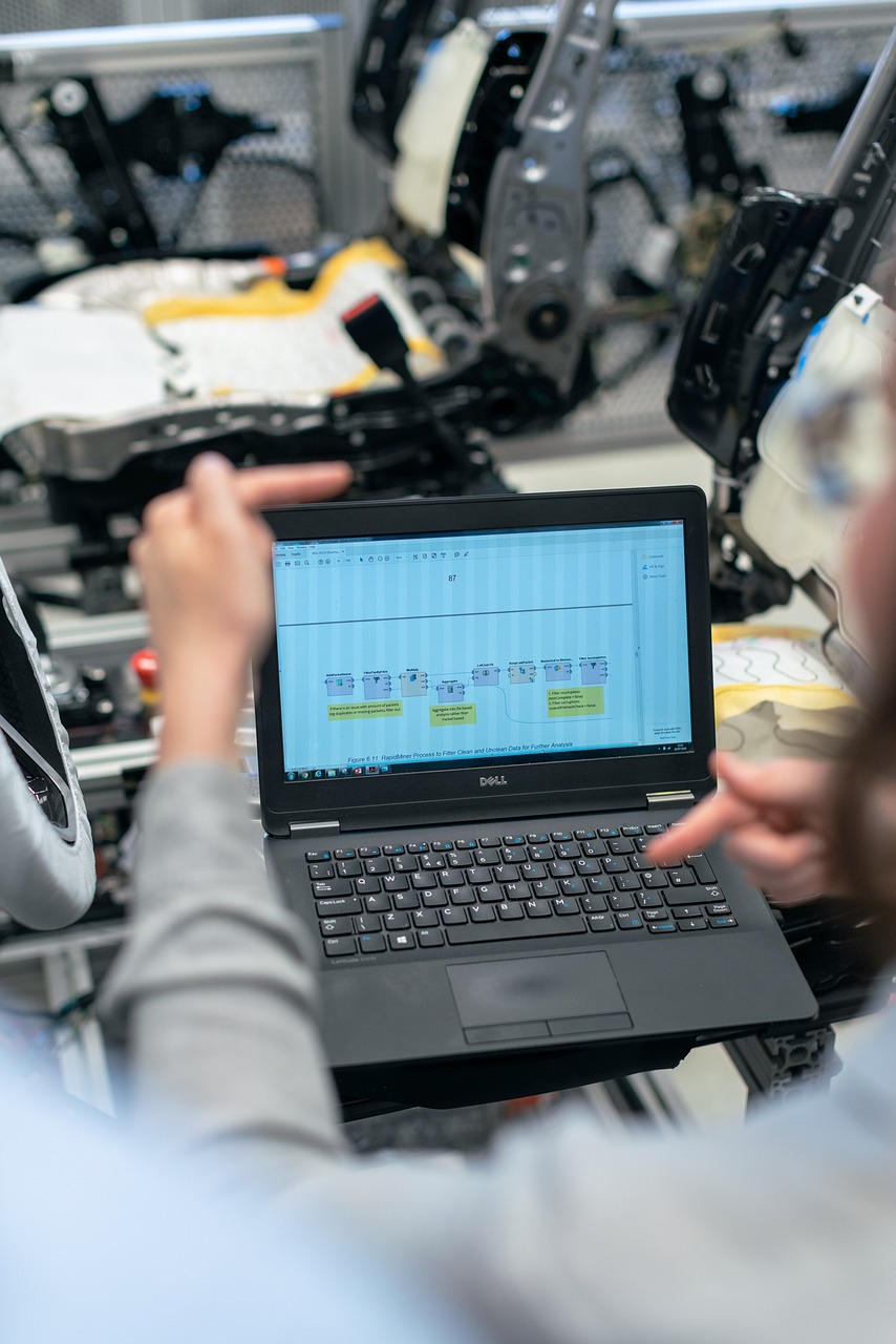 engineers team factory laptop